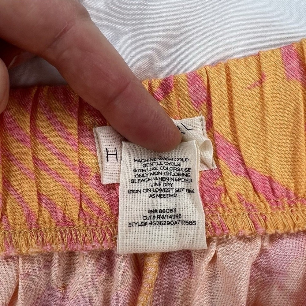 Happily Grey Orange & Pink Wrap Style Wide Leg Pants with Waist Tie NWT Med Boho - Picture 7 of 7